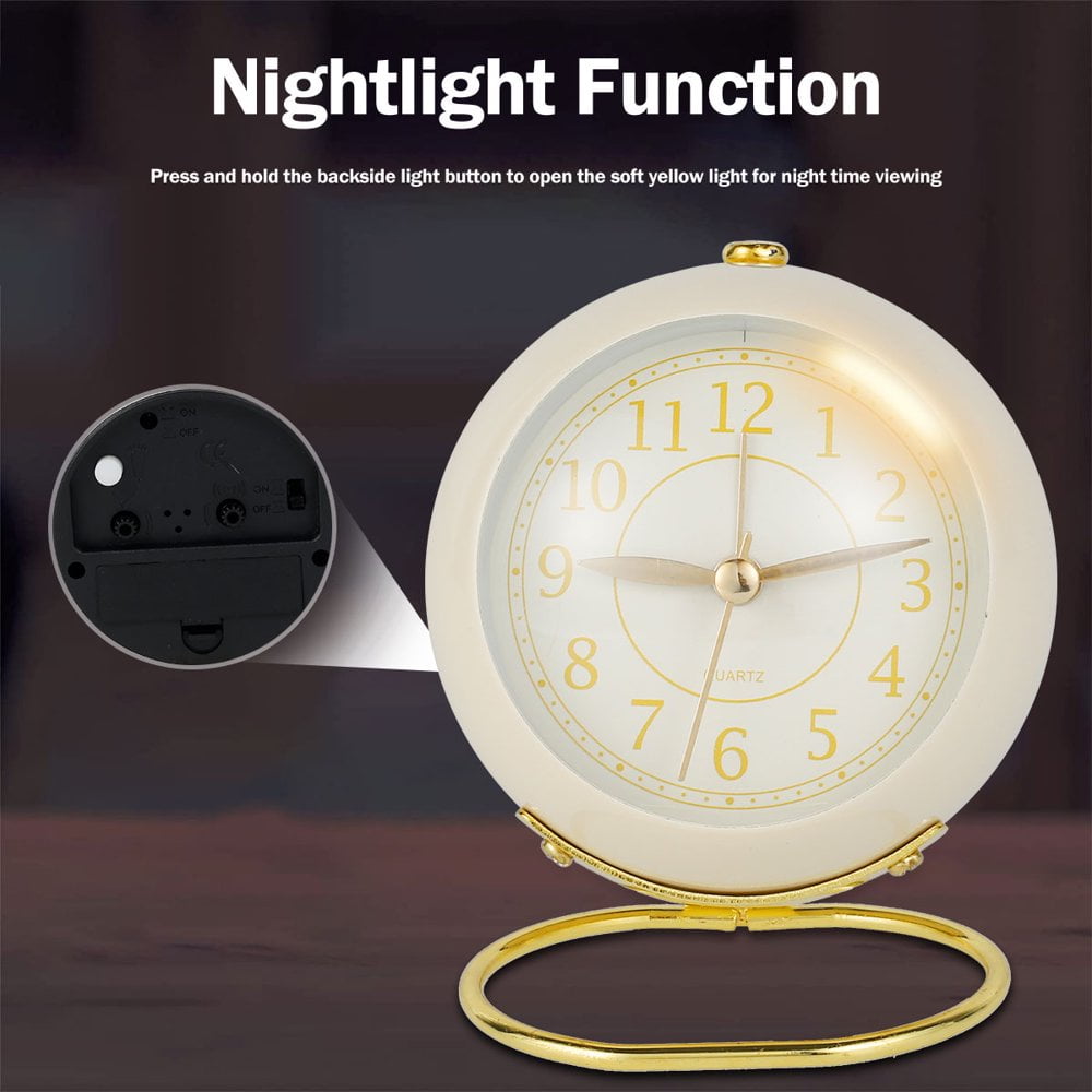 Petit Reveil Réveil Vintage Analogique Silencieux - Horloge Bureau Ou Chevet Sans Tic-Tac (Vert, Alimentation Pile AA) Petite Horloge Vintage