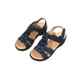 thumbnail image 3 of Ritualay Summer Sandals for Women Buckle Wedge Sandals Roman Style Sandals Flower Casual Sandals Women Open Toe Sandals Anti Slip Ankle Strap Shoes Ladies Sandals Dark Blue 7.5, 3 of 7