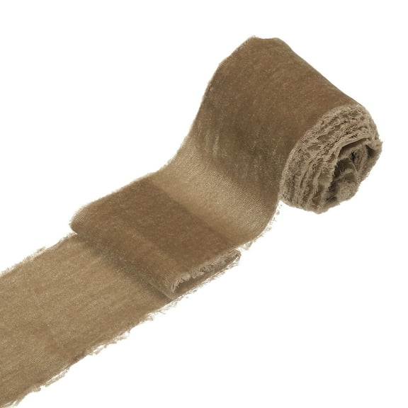 Uxcell 1 Roll Velvet Ribbon, 3 Inch x 3 Yard Silk Frayed Ribbon, Brown