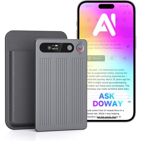 AI Voice Recorder, Note Voice Recorder with Transcribe＆Summarize, Al Noise Cancellation Technoloy, Two-Way Translation with APP, 80  Lanuaes, 64B Memory, 120  Templates Audio Recorder for Meetin