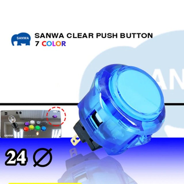 Botón pulsador japonés Sanwa Obsc-30 transparente para Arcade Jamma Mame pieza de juego compatible con Ps4 Pandora Pc Raspberry Pi