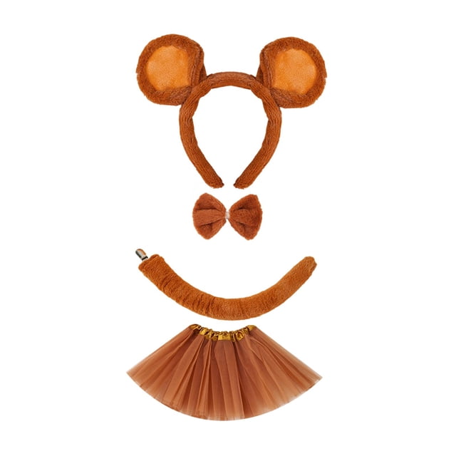 Conjunto de disfraz de ratón, disfraz de animal de dibujos animados para carnaval, festival, suministros y accesorios. marrón oscuro