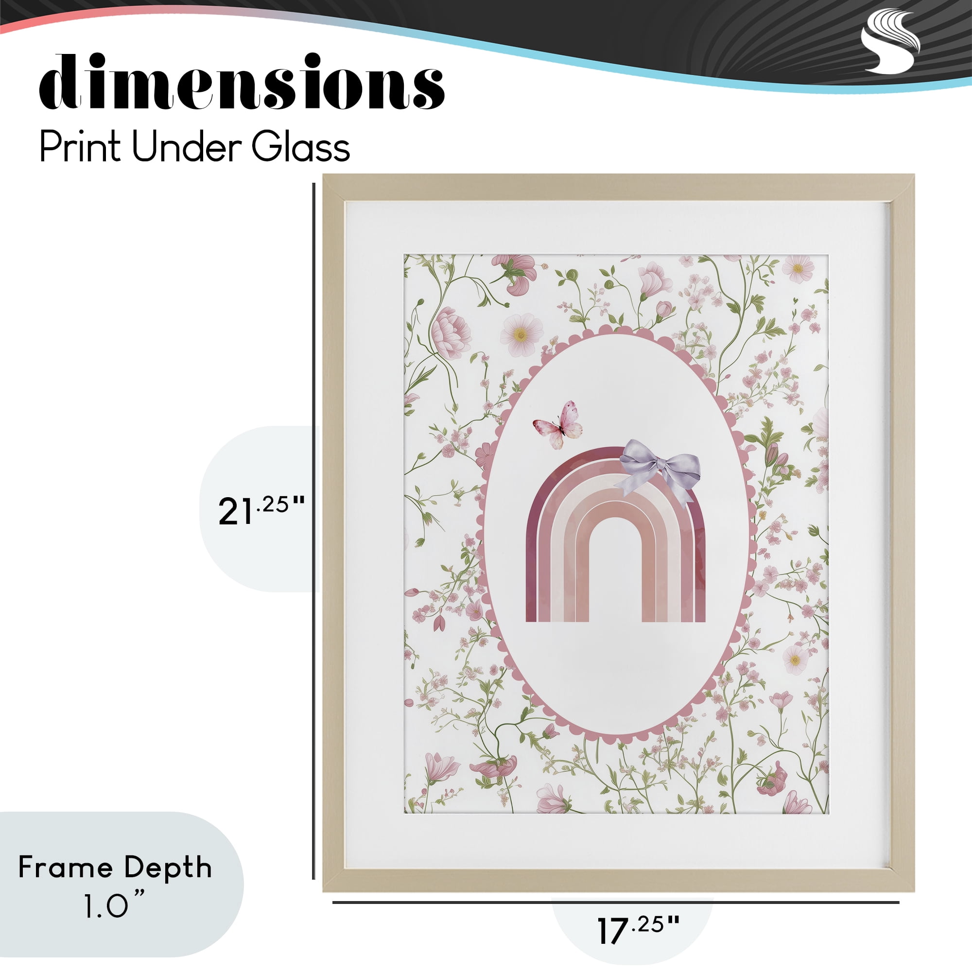 Stupell Industries Floral & Ribbon Rainbow Birch Framed Print Under Glass, design by Christine Simpson Art