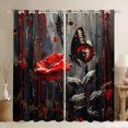 thumbnail image 1 of Rideaux Roses Rouges pour Enfants, Rideaux de Fenêtre Romantiques à Fleurs pour la Saint-Valentin, Chambre à Coucher, Traitement de Fenêtre Style Peinture à l'Huile Rétro Mur Gris Foncé 30 %-50 % de Lumière 2 Panneaux, 42wx90l, 1 of 6