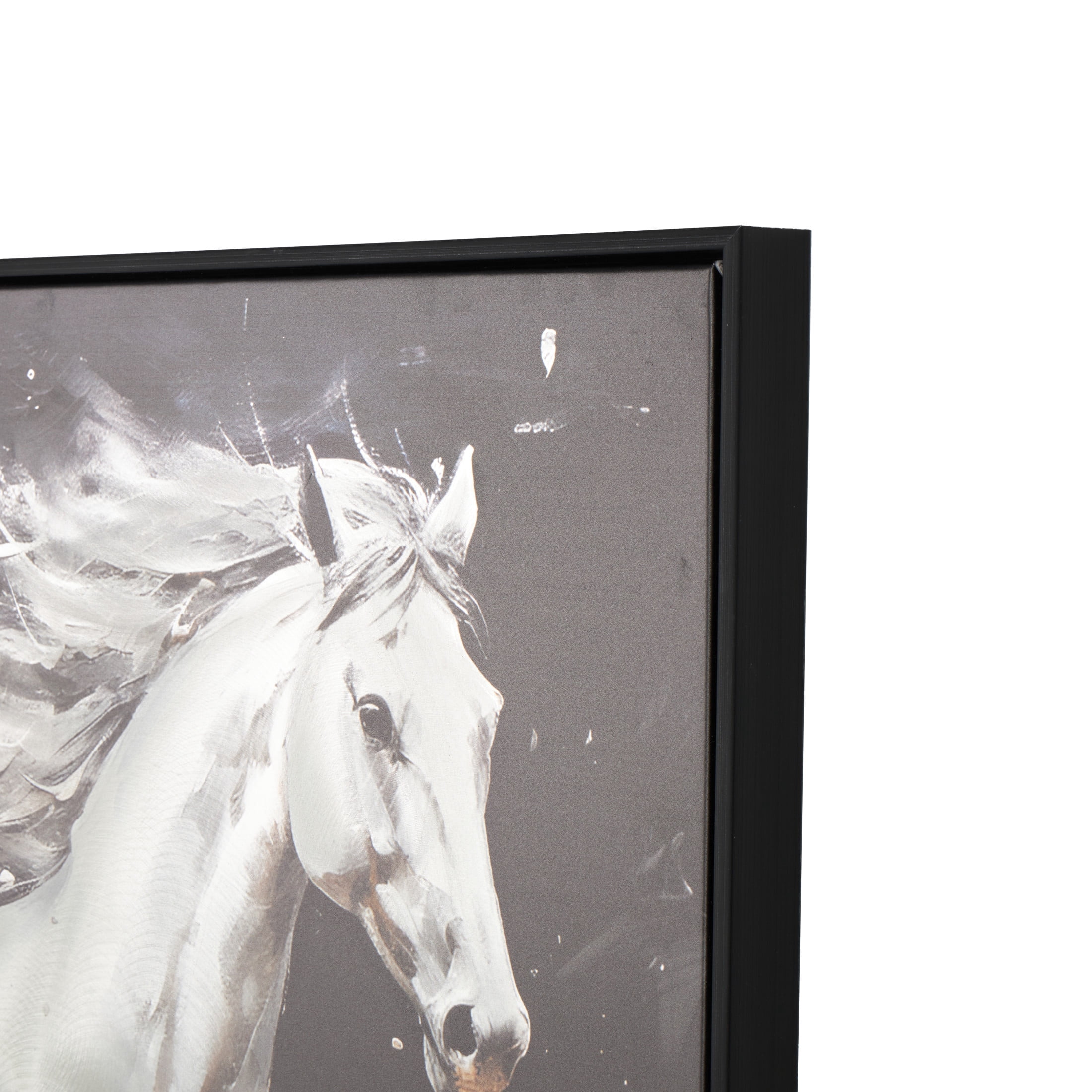 40" x 30" Running Horse Framed Wall Art with White and Orange Accents, by DecMode