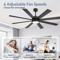 thumbnail image 5 of ALKAFY 65 Inch Ceiling Fan with LED and Remote Control, 8 Blades for Large Room Indoor/Covered Outdoor, 5 of 8