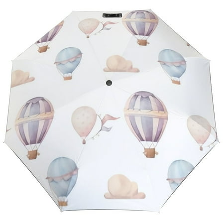 

ANYWAY.GO Windproof & Water-Resistant Compact Foldable Travel Umbrellatotes Watercolor Pattern Balloons Clouds Portable Travel Umbrella，Diameter 42.5 in