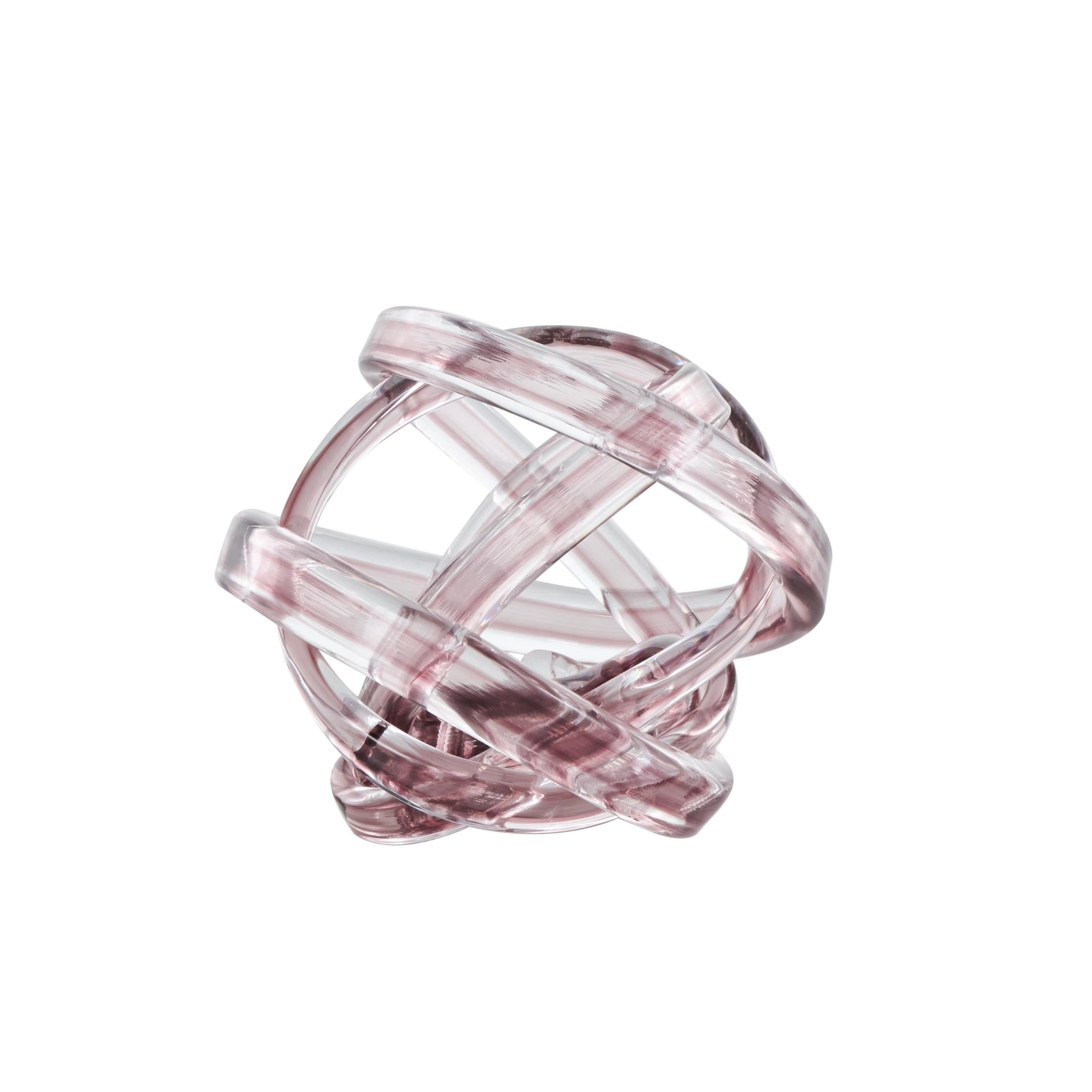 7" x 7" Pink Glass Brushed Ombre Twisted Knot Sculpture, by DecMode