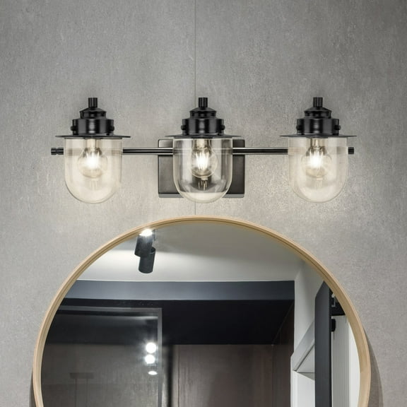 Luxury Nautical Bath Light, Small Size: 8''H x 7.5''W, with Coastal Style Elements, Matte Black Finish, UHP4748 from the Napoleon Collection by Urban Ambiance