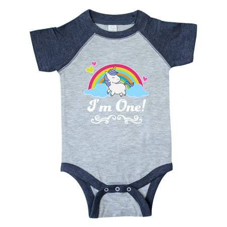 

Inktastic First Birthday Rainbow with Unicorn Gift Baby Girl Bodysuit