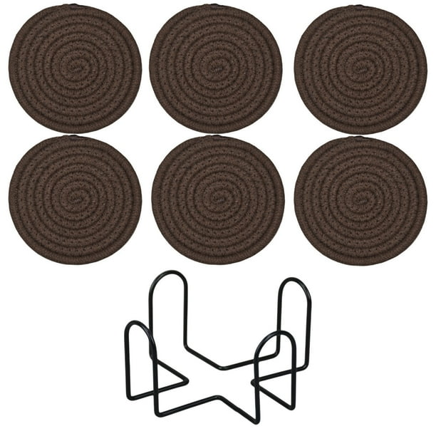 Salvamanteles de cuerda de algodón para encimeras de cocina, paquete de 6, 11 cm (4,33 pulgadas), resistentes al calor, con posavasos para platos calientes, cuencos y ollas. Manteles absorbentes para