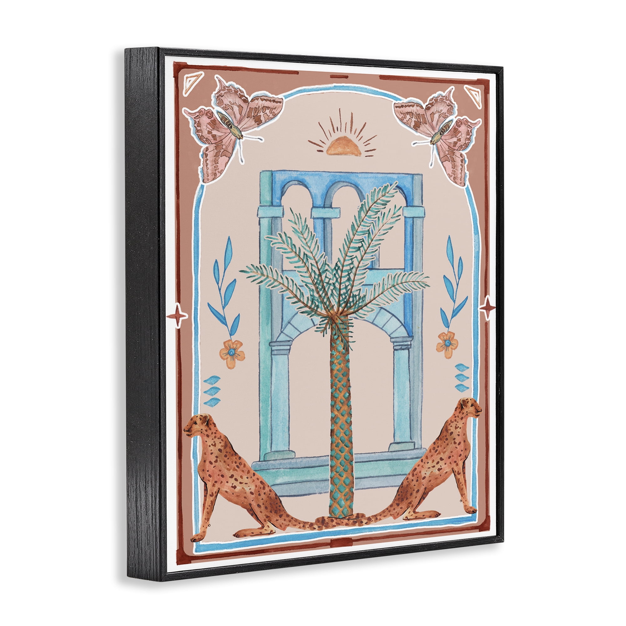 Stupell Industries Traditional Tropics Architecture Animals & Insects Painting Black Framed Art Print Wall Art, 24 x 30