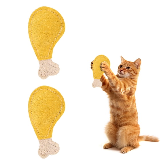 Uxcell Bite Resistant Catnip Playing, Durable and Interesting, Drumstick Shaped Cat Teeth Chew Playing Catnip Filled (Yellow White, 2 Pcs), Intended for Bedroom / Balcony / Living Room