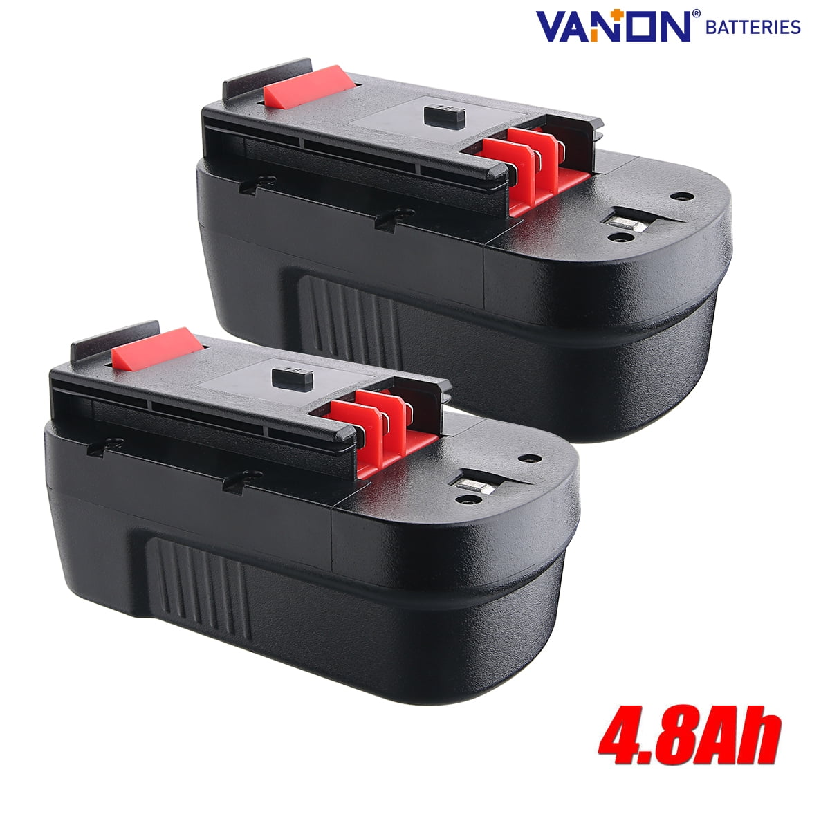 VANON 2Pack HPB18 4.8Ah 18V Replacement for Black and Decker 18V Battery  HPB18-OPE 244760-00 A1718 FSB18 FEB180S A18 FS18FL(Three prongs for Black 
