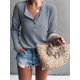 thumbnail image 4 of Minnieouse Top de mujer Camisa de punto de manga larga Botón con cuello en V Blusa de otoño informal Prendas para la parte del cuerpo Gris L Minnieouse AP003296-08, 4 of 4