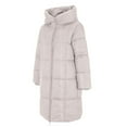 thumbnail image 4 of Women's Mid-Length Hooded Puffer Coat, Thickened Plus Size Jacket, Winter Casual Outerwear, Warm Quilted Parka, Solid Color Cotton Coat, Everyday Winter Coat White XXXL, 4 of 5