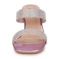 thumbnail image 6 of BLISSFUL STEP Inspired Women's Shoes Rhinestone Chunky Heel Square Toe Slide Sandals Pink 8.5, 6 of 8