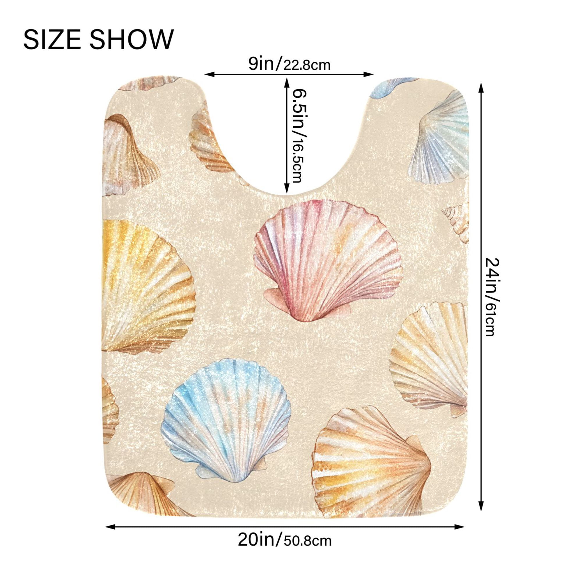 Yayeee Bath Rugs for Bathroom Floor Set of 2 Non Slip Fluffy Soft Absorbent Mat, Watercolor Seashell
