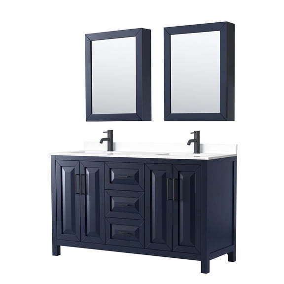Wyndham Collection Wcv252560d-Vca-Med Daria 60" Free Standing Double Basin Vanity Set -