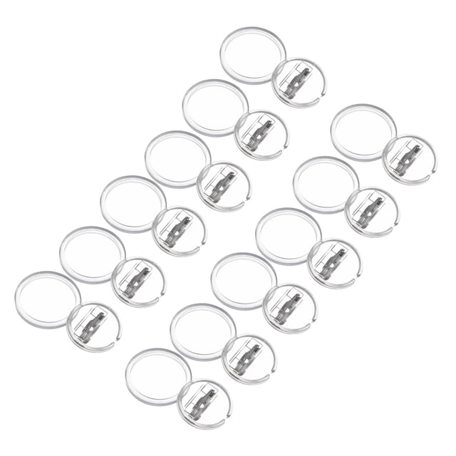 Unique Bargains 0.98inch Acrylic Button Pin Badge, 12 Set Round Pin Blank Buttons Badges Kit, Clear