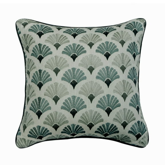 Pillow Cover, Blue 16"x16" (40x40 cm) Cushion Cover, Cotton Embroidery Throw Pillow Cover For Sofa, Floral Pattern Art Deco Style - Flourish