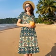 thumbnail image 4 of Haiem Traditional Tribal Aztec1 Pattern Women's Short-Sleeve Scoop Neck Swing Dress, 4 of 6