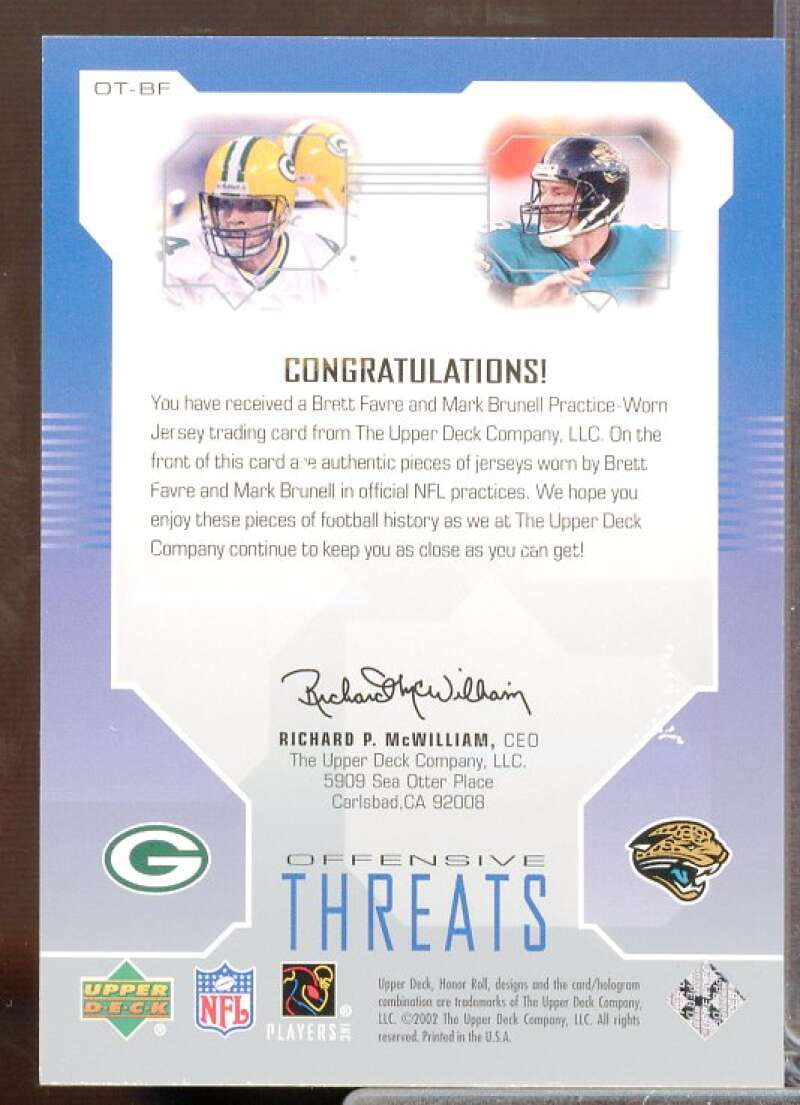 Brett Favre/Mark Brunell 2002 Honor Roll Offensive Threats Dual Jerseys #OTBF