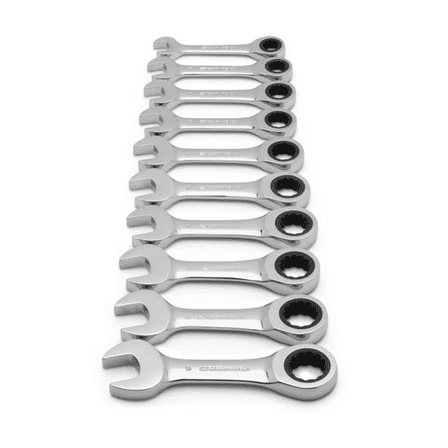 GearWrench 9520D 10 Pc. 12 Point Stubby Ratcheting Combination Metric Wrench Set