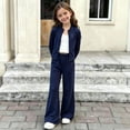 thumbnail image 7 of Toddler Girls Summer Sportswear Set 1-12Y, Breathable Long Sleeve Zip Jacket High Waist Yoga Trousers 2 Piece Outfit Navy 5 Years, 7 of 7