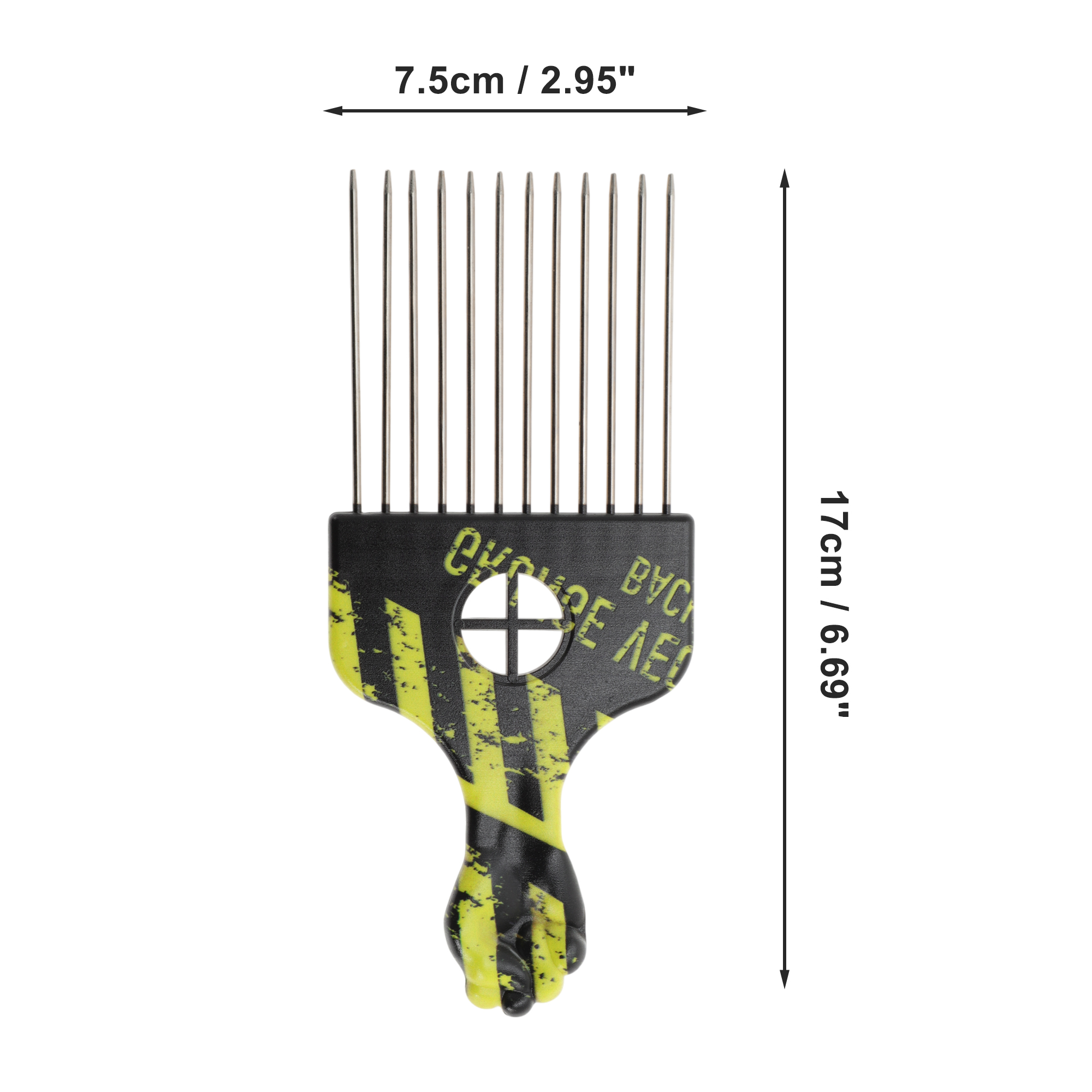 Unique Bargains 1 Pc Metal Hair Pick for Women Men Afro Pick Yellow Black