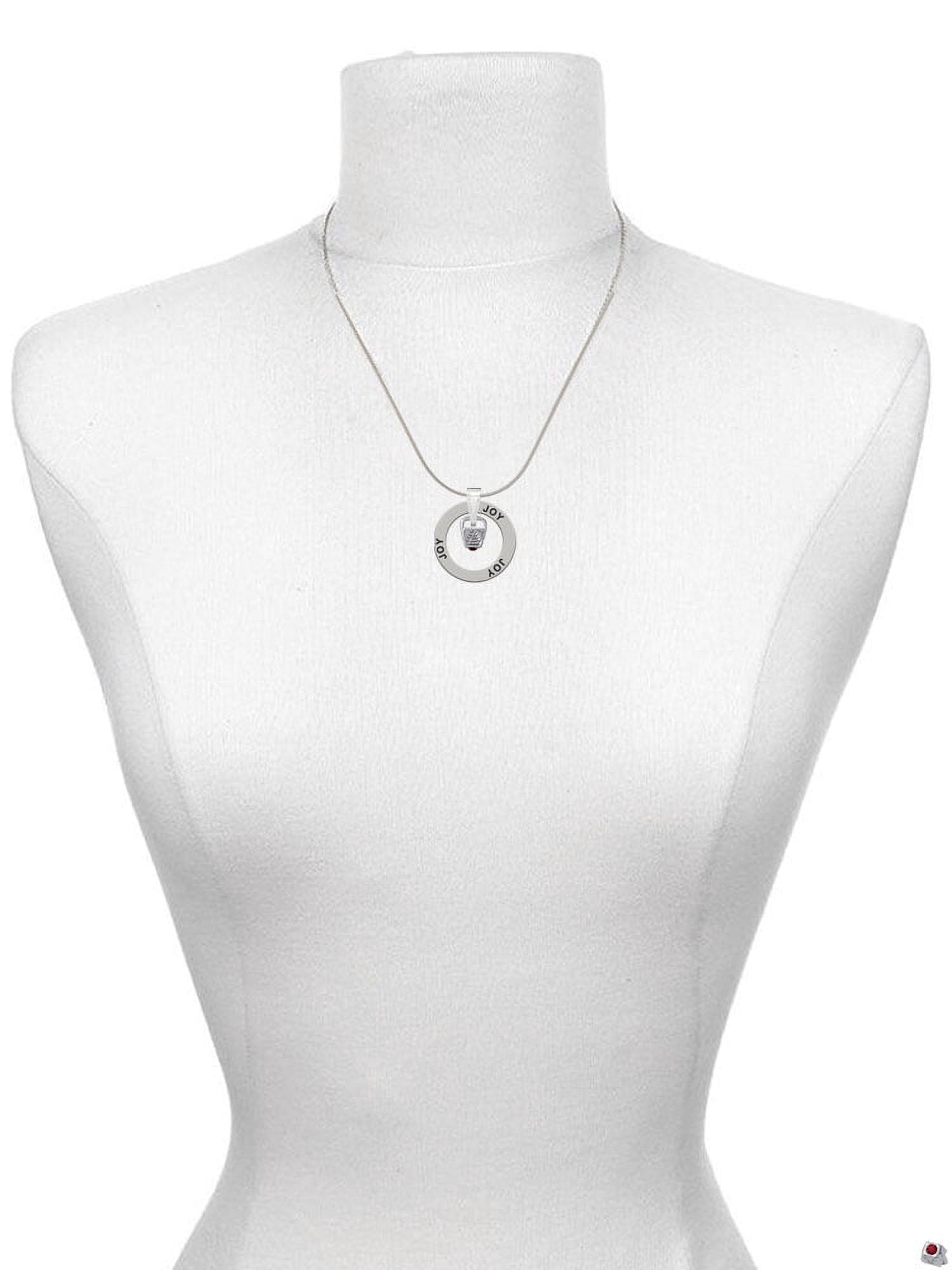 Delight Jewelry Silvertone Chinese Take Out Box with Crystal Live Ring Charm Necklace, 18"