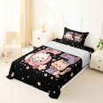 thumbnail image 3 of Manfei Cute Pet Bow Cat Twin Sheets, Cartoon 67 Number Bedding, Black Pink, 3pcs, 1 Flat Sheet, 1 Fitted Sheet and 1 Pillowcase, 3 of 6