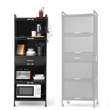 Clearance! 5-Tier Baker's Rack with Storage Cabinet and Drawer, Industrial Microwave Oven Stand,Coffee Bar Kitchen Shelf Organizer Rack