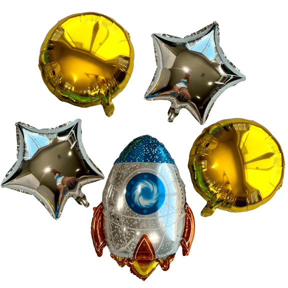 Rocket Ship Space Balloon 5PC Outer Space Birthday Party Set | Party Supplies Balloons & Decorations Gender Reveal Baby Shower Decor | Gifts