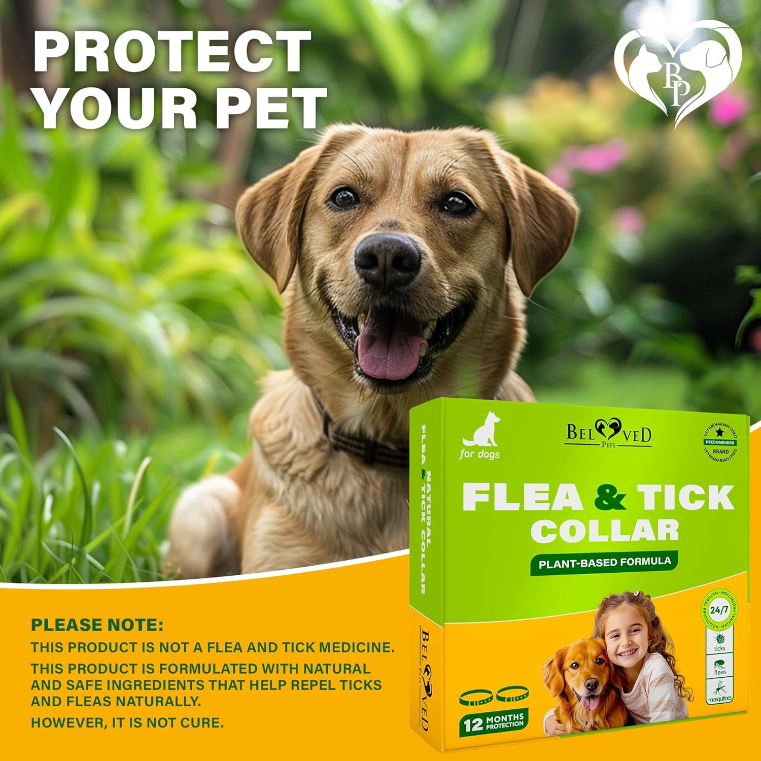 Natural Flea, Tick Mosquito Killer Defense Collar for Dogs