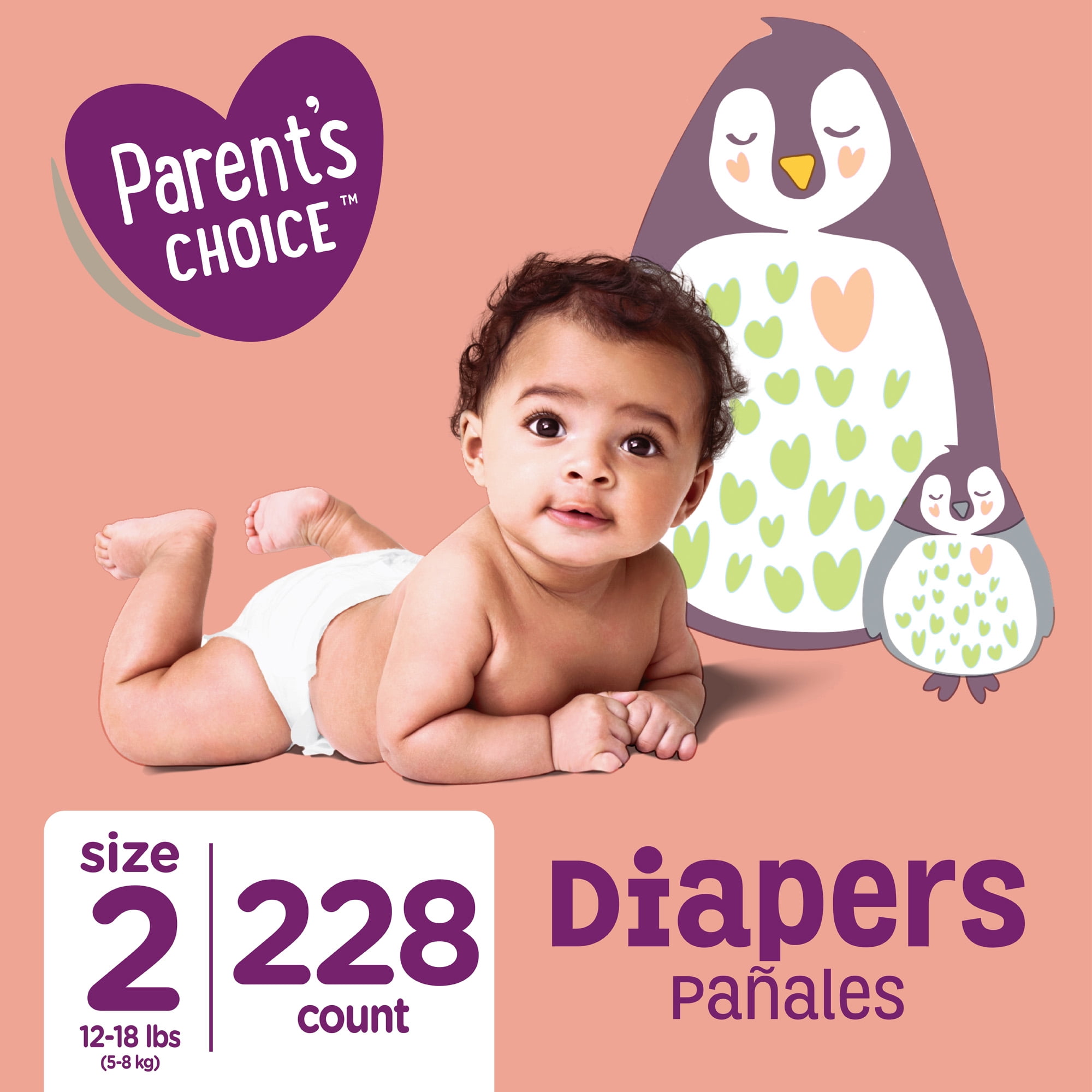 Parent's Choice Diapers, Size 2, 228 