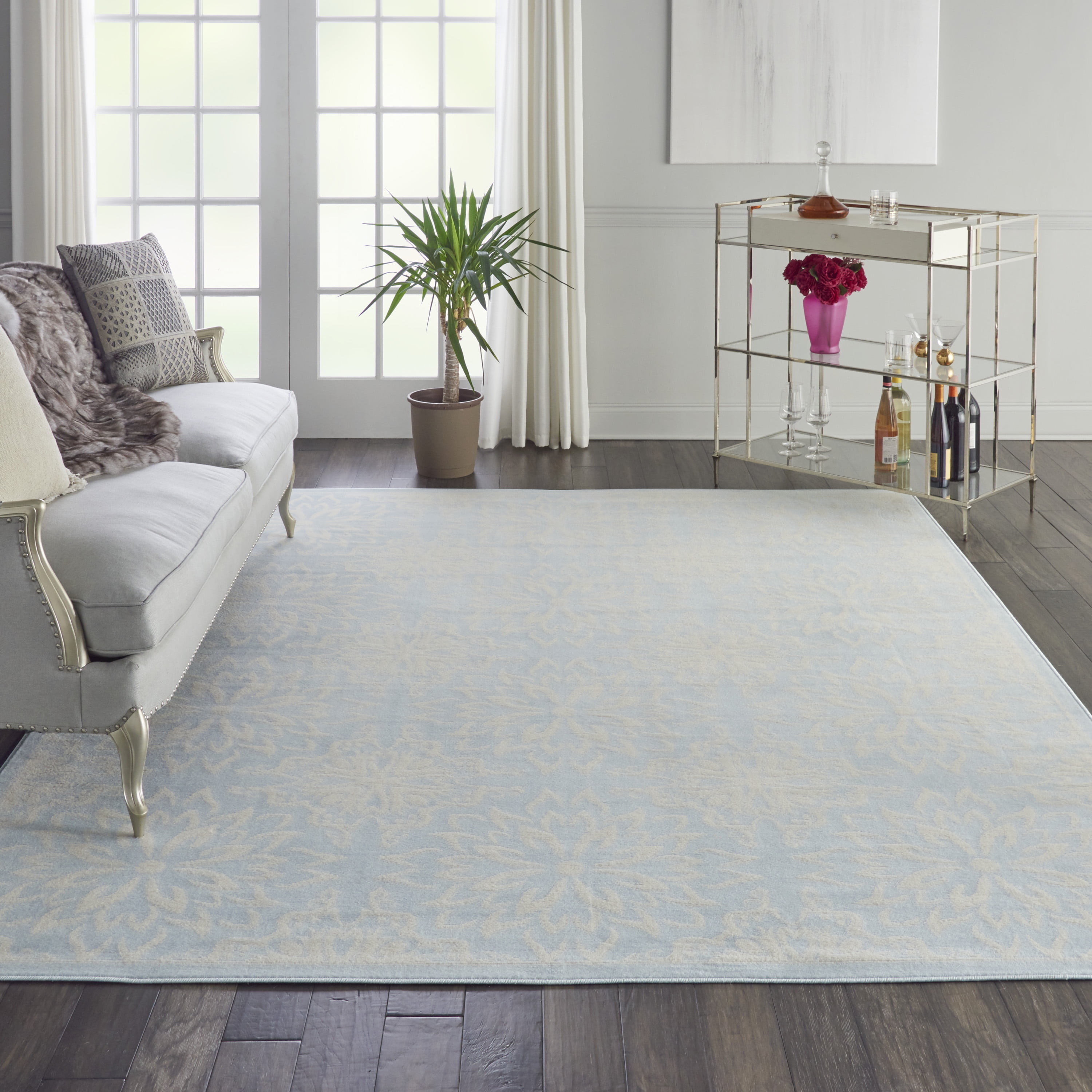 Photo 1 of *DIRTY* Nourison Jubilant Beach Floral Ivory/Light Blue Area Rug