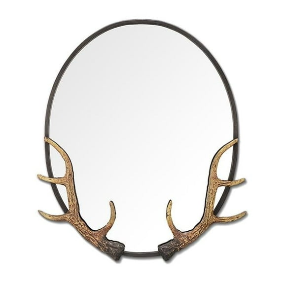 SPI Home Bronze Finish Cast Iron Antler Oval Mirror 26 X 21.5