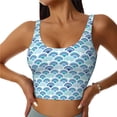 thumbnail image 2 of Picia Blue Fish Scale Texture Sports Bra for Women,Padded Strappy Sports Bras Medium Support Yoga Bra with Removable Cups,Running Yoga Bra-, 2 of 9