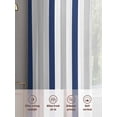 thumbnail image 7 of Navy Blue Stripe Semi Sheer Curtains 72 Inch Length 2 Panels Set, Geometric Grey White Vertical Striped Sheer Kitchen Curtain Privacy Voile Window Curtain for Living Room Bedroom Rod Pocket Drapes, 7 of 7