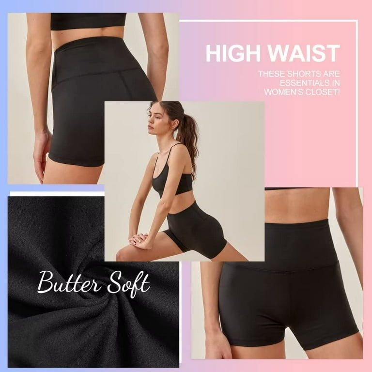 CAMPSNAIL 3 Pack High Waisted Biker Shorts for Women – 5 Buttery Soft  Black Workout Yoga Athletic 