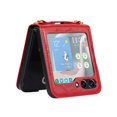 thumbnail image 4 of Feishell Fit for Samsung Galaxy Z Flip 6 Phone Case with Detachable Shoulder Strap,Stylish Embossed Pattern PU Leather Shockproof Anti-Fingerprint Anti-Scratch Slim Thin Crossbody Cover,Red, 4 of 5