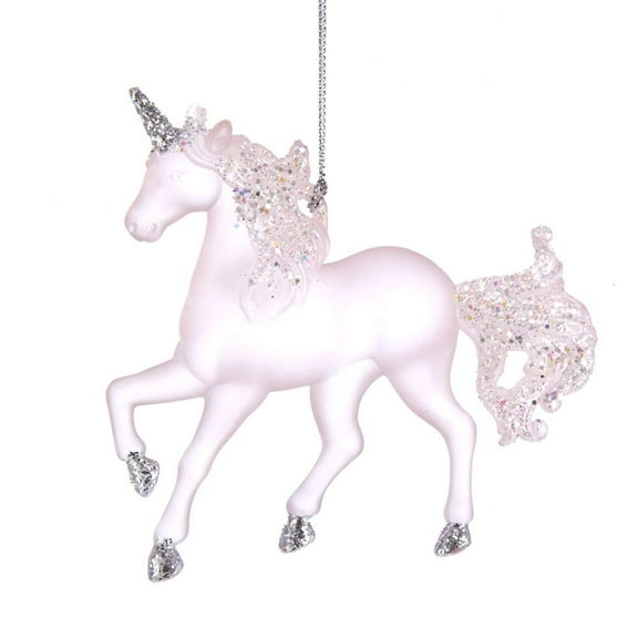 Kurt Adler 4.25-Inch Pink Unicorn With Glitter Christmas Ornament