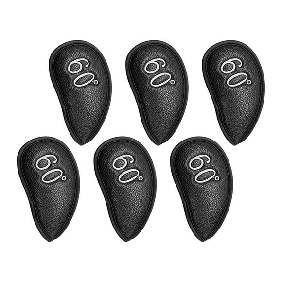 6x Golf Covers 60 degree Waterproof PU Leather Embroidered Wedges Strong Closure Headcover Golf