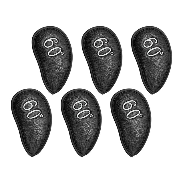 Juego de 6 fundas para cabezas de hierro de golf, resistentes al agua, con protector de 60 degree Negro