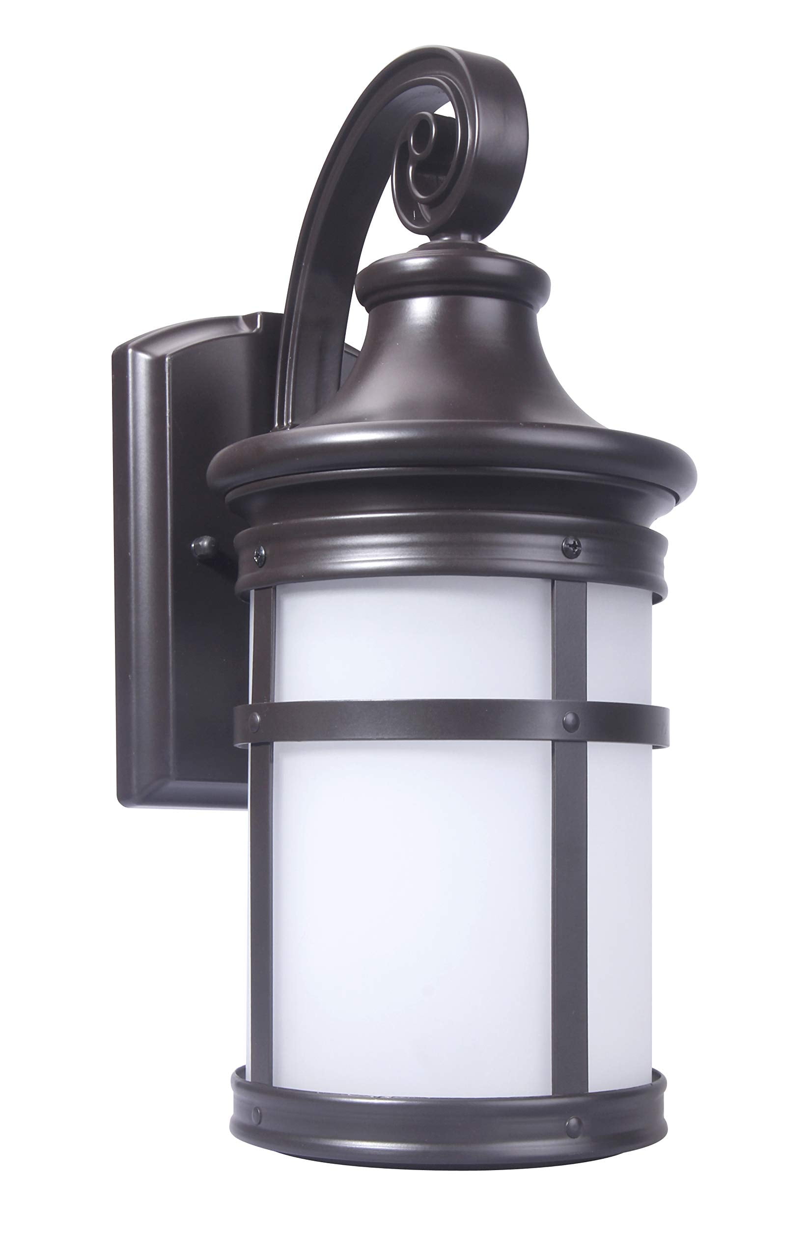 CORAMDEO Large Outdoor LED Round Mission Style Wall Sconce Lantern, Wet  Location, Built in LED, 120W of Light from 12.5W of Power, 1200 Lumens, 3K,  Bronze Finish w/Frosted Glass Lens (W023-830LED-BRZ)