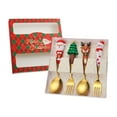 thumbnail image 4 of Mornei 4x Christmas Spoon and Fork Set Cutlery Coffee Spoon Long Handle Stirring Spoons red box, 4 of 9