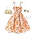 thumbnail image 6 of FYDUU Girls Princess Dresses Girls' Floral Dress With Strappy Bow Tie Waist Elegant Sundress Summer Slim Fit A-Line Midi Dresses 9 Years, 6 of 8