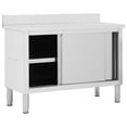 thumbnail image 2 of vidaXL Work Table with Sliding Doors Workstation with Slidable Doors Storage Cabinet Kitchen Restaurant Equipment Metal (37.4"-38.2") Stainless Steel, 2 of 2