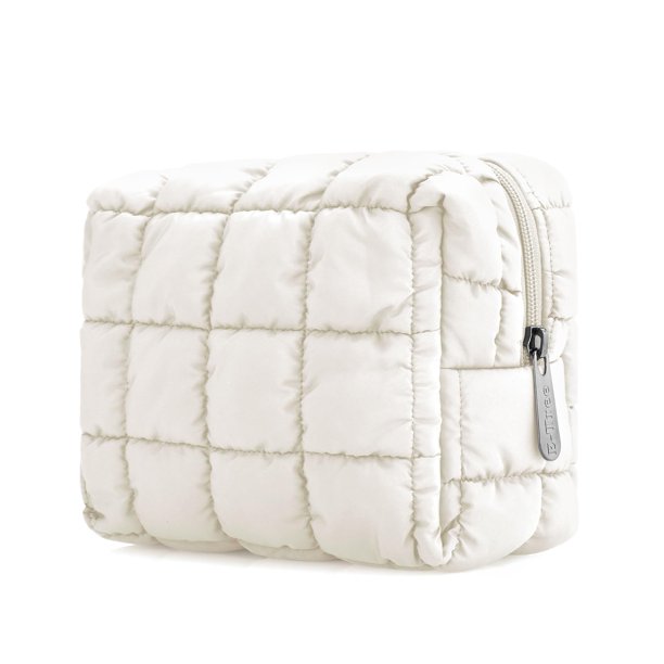 Bolsa de maquillaje E-Tree, bonita bolsa de cosméticos acolchada, blanca